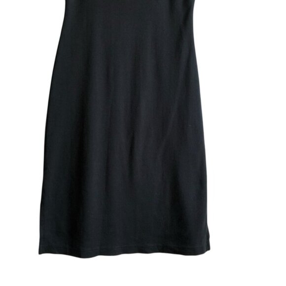 Esprit Ribbed Black & Tan Sleeveless Tank Dress Small Y2K Logo - Picture 10 of 13